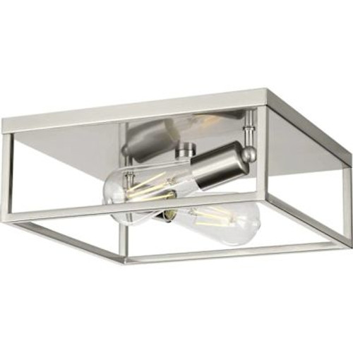 Progress Lighting Perimeter 2-Light Indoor Flush Mount, 12", Brushed Nickel