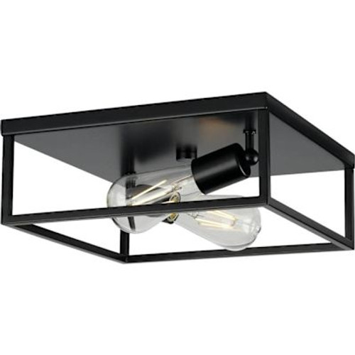Progress Lighting Perimeter 2-Light Indoor Flush Mount, 12", Matte Black