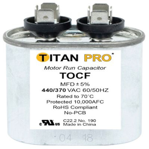 Packard Titan Pro Run Capacitor 2 Mfd 440/370 Volt Oval, Box Of 10