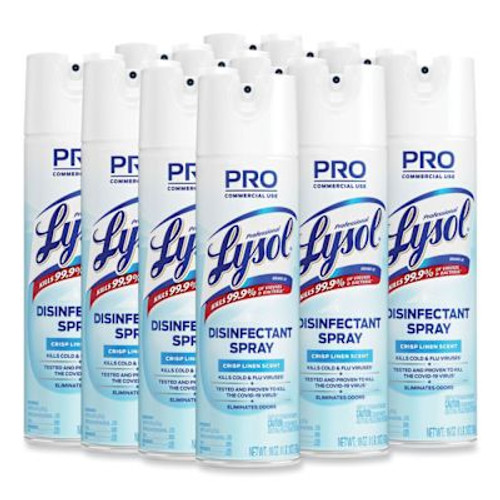 Disinfectant Spray, Crisp Linen, 19 Oz Aerosol Spray, 12/Carton