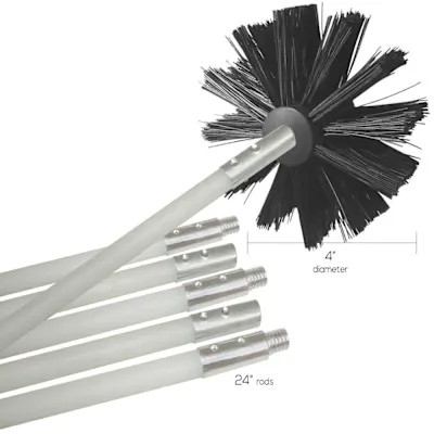 Deflecto DVBRUSH12K/6 Dryer Duct Cleaning Kit, Lint Remover, Extends up to 12 Feet, Synthetic Brush Head, Use with or without a Power Drill
