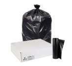 Recycled Trash Bags: 55 gal Capacity, 41 in x 54 in, 1.5 mil Thick, Black, 100 PK