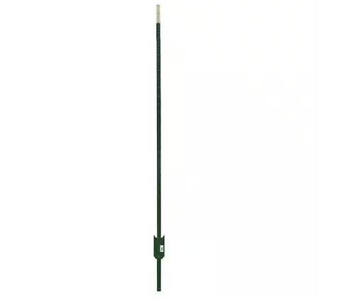 1-3/4 in. x 3-1/2 in. x 8 ft. Green Steel Fence T-Post with Anchor Plate