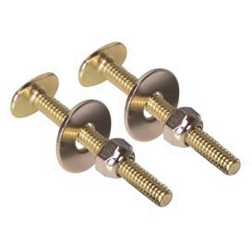 ProPlus 1/4 In X 2-1/4 In Oval Toilet Bolt, Brass Plated Package Of 2