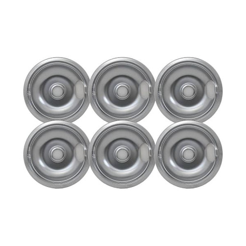 8" Chrome Drip Bowl For Whirlpool, Package Of 6