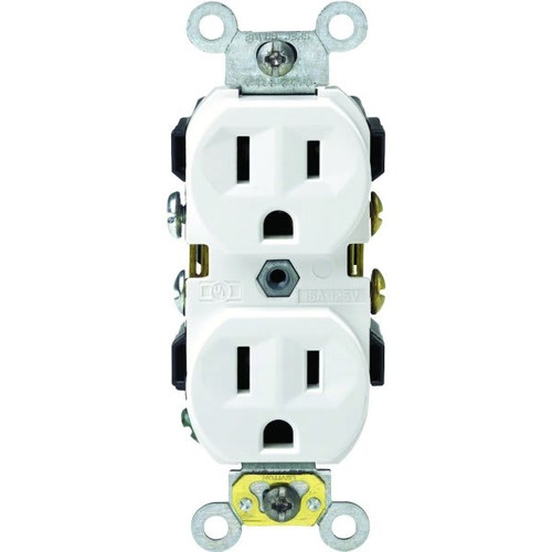 Leviton 15 Amp 125v Duplex Outlet Straight Blade Self Grounding Side Wired White