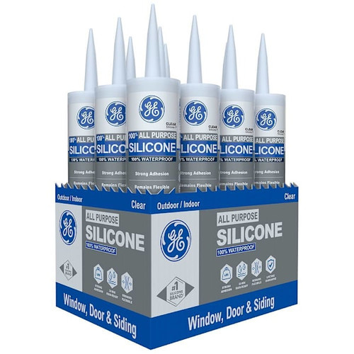 GE 10.1 Oz All Purpose Silicone 1 Window And Door Sealant, Clear, Case Of 12