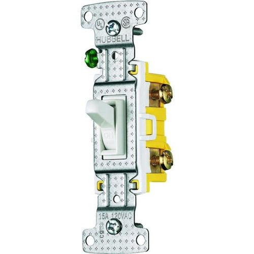 Hubbell 15 Amp 120-Volt Self Grounding Single-Pole Toggle Light Switch, White