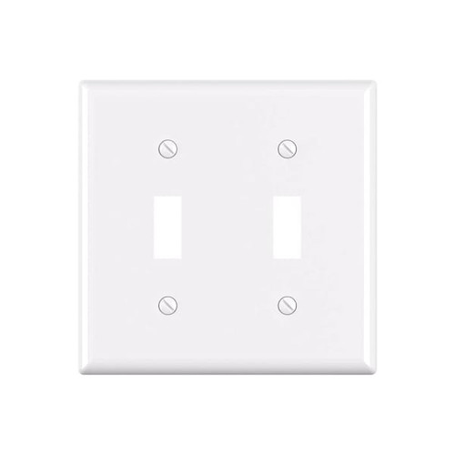 Maintenance Warehouse 2-Gang Unbreakable Polycarbonate Standard-Size Toggle Wall Plate In Gloss White, 1-Pack