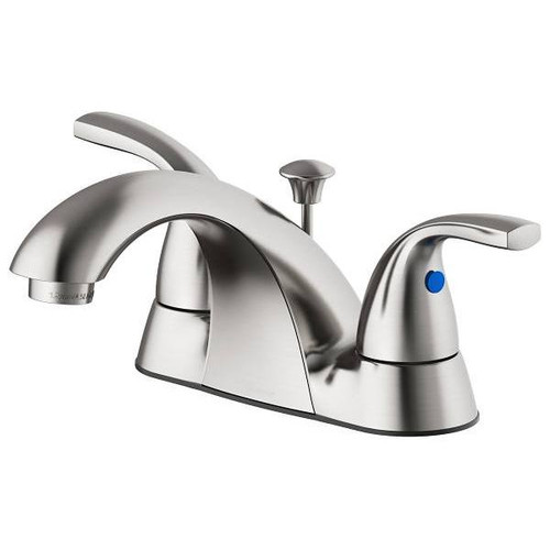 Seasons Anchor Point 1.2 GPM 2-Handle Quick Install Centerset Low-Arc Bathroom Faucet With Pop Up Drain, Brushed Nickel