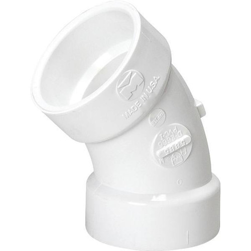 Nibco 1-1/2 In Pvc Dwv 45-Degree Hub X Hub Elbow Fitting