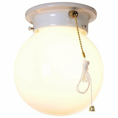 Hampton Bay 6 in. 1-Light White Globe LT Flush Mount with Pull Switch
