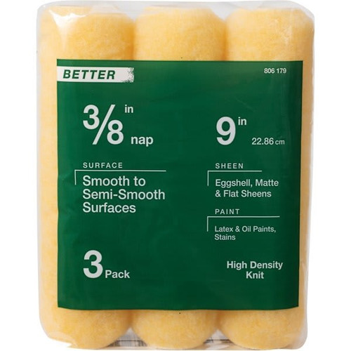 9" X 3/8" Polyester Knit Paint Roller Cover Package Of 3