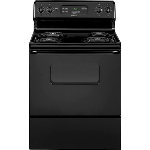 Hotpoint ENERGY STAR 30 In. 5.0 cu. ft. Coil Electric Freestanding Range, Standard Clean, Black