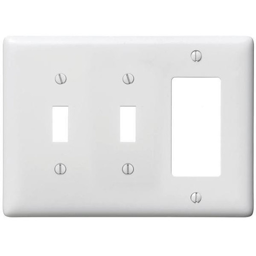 Hubbell 3-Gang White Toggle And Decorator Wall Plate