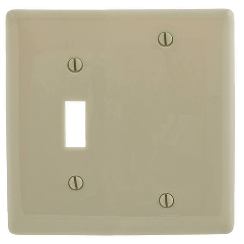 Hubbell 2-Gang Ivory Medium Size Toggle And Blank Wall Plate