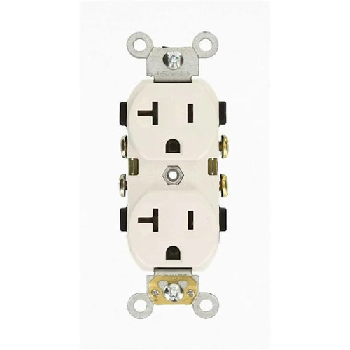 Leviton 20 Amp 125v Narrow Duplex Outlet Straight Blade Self Grounding, White