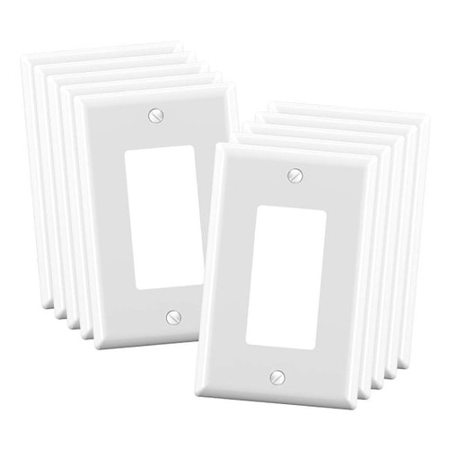 Maintenance Warehouse 1-Gang Unbreakable Polycarbonate Standard-Size Rocker Wall Plate In Gloss White, 10-Pack