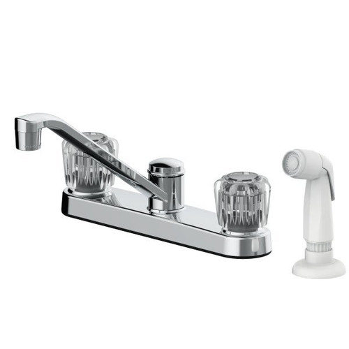 Seasons Double-Handle Mid-Arc Kitchen Faucet With Side Sprayer, Chrome