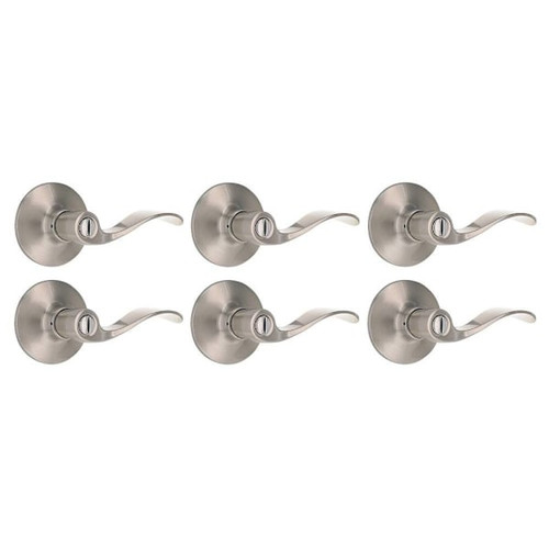 Shield Security Wave Turn Button Privacy Door Lever In Satin Nickel 6-Pack