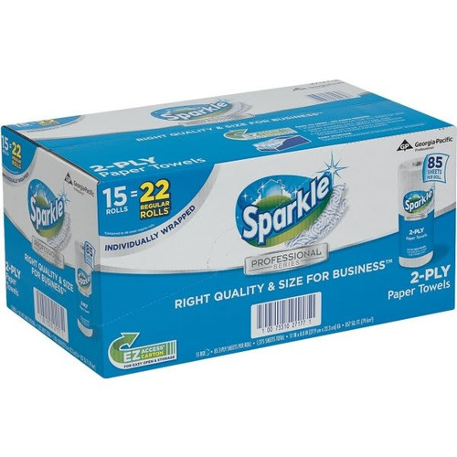 Sparkle 2-Ply White Perforated Paper Towel Roll 15-Rolls Per Case