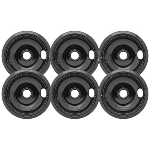 Universal 8" Black Porcelain Drip Bowl, Package Of 6