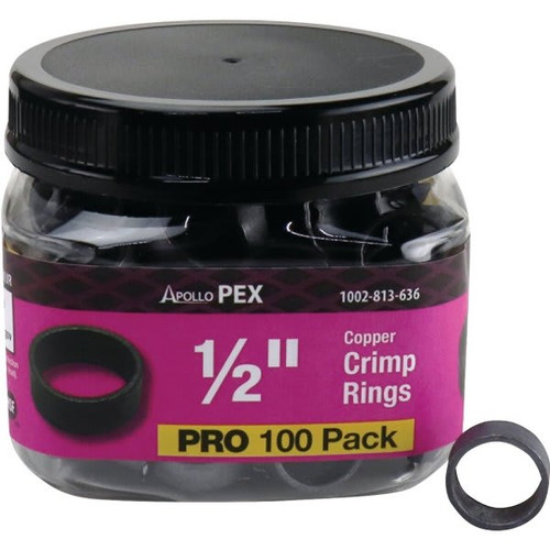 Apollo 1/2", Copper, Crimp Ring Pro, Package Of 100