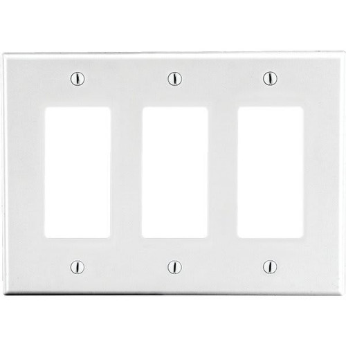 Hubbell 3-Gang Polycarbonate Decorator Wall Plate (White)