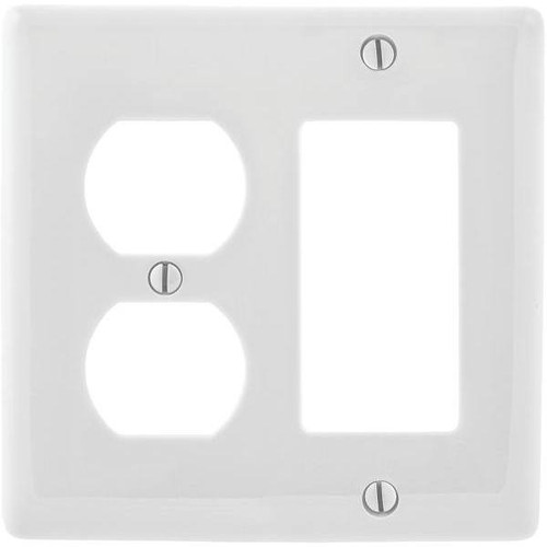 Hubbell 2-Gang White Medium Size Duplex And Decorator Wall Plate