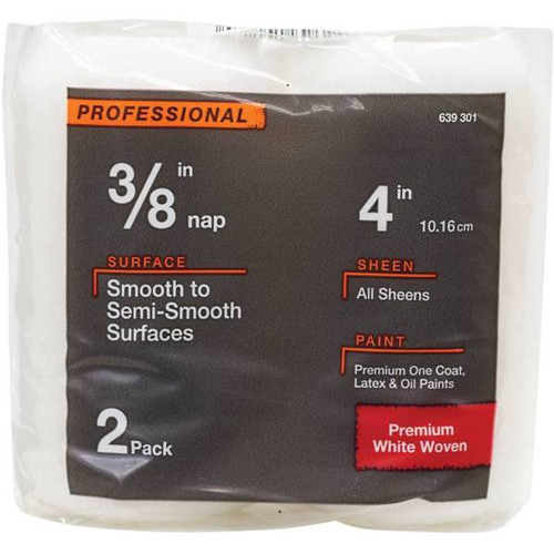 4 In X 3/8 In Shed Resistant White Woven Paint Roller Cover Package Of 2