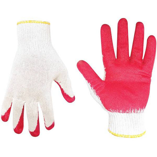 Custom Leathercraft Large 12 Pair Knit Gloves W/ Red Latex Dip Package Of 12
