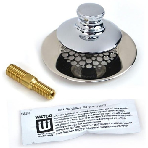 Watco Universal Nufit Push Pull Tub Stopper, Grid, Silicone, Combo Pin, Chrome