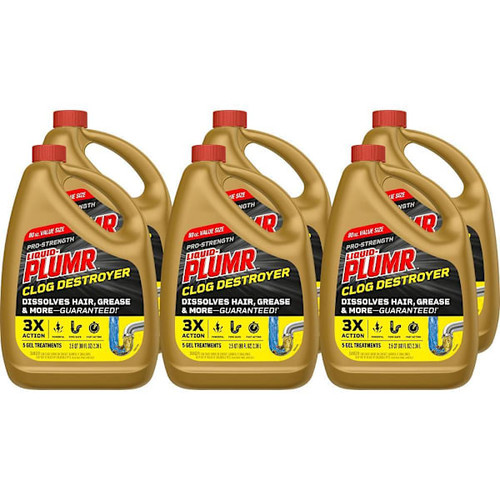 Liquid Plumr Pro-Strength Clog Destroyer, Liquid Drain Cleaner, 80 Fl Oz, Case Of 6
