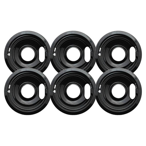 6" Black Porcelain Drip Bowl For Whirlpool, Package Of 6