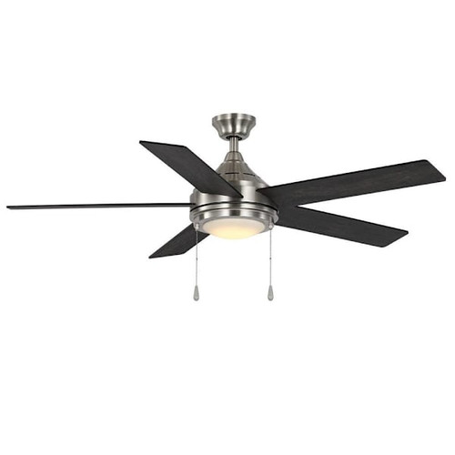 Seasons Quick Install Parkton 52" Brushed Nickel Indoor LED Ceiling Fan, Reversible Mahogany/Espresso 5-Blade