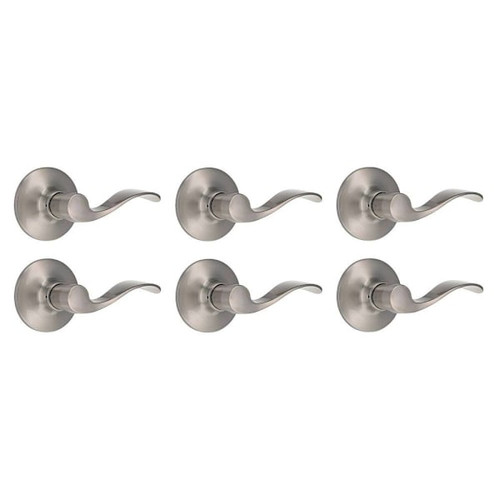 Shield Security Wave Keyless Passage Door Lever In Satin Nickel 6-Pack