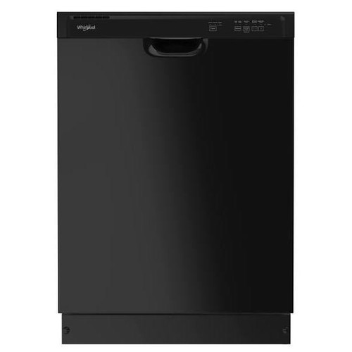 Whirlpool ENERGY STAR 24 In. Front Control Dishwasher With Heated Dry, Plastic Tub, Black