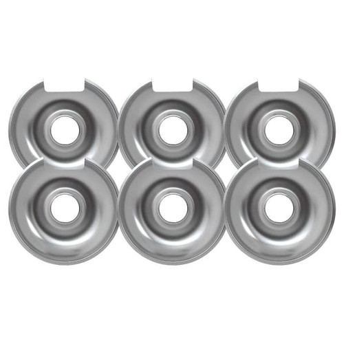 Universal 8" Chrome Drip Pan, Package Of 6