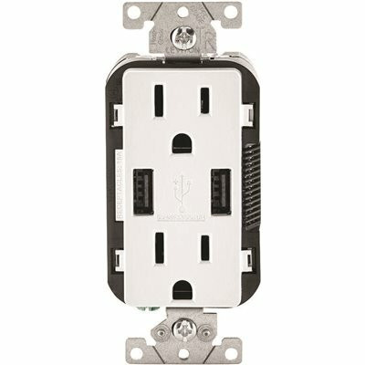 Leviton 15 Amp Decora Combination Tamper Resistant Duplex Outlet and USB Charger, White (3-Pack) T5632-3BW 3590294