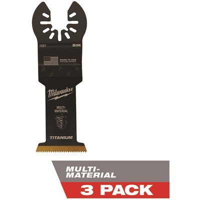 Milwaukee 1-3/8 in. Titanium Bi-Metal Universal Fit Wood and Metal Cutting Multi-Tool Oscillating Blade (3-Pack) 313829283