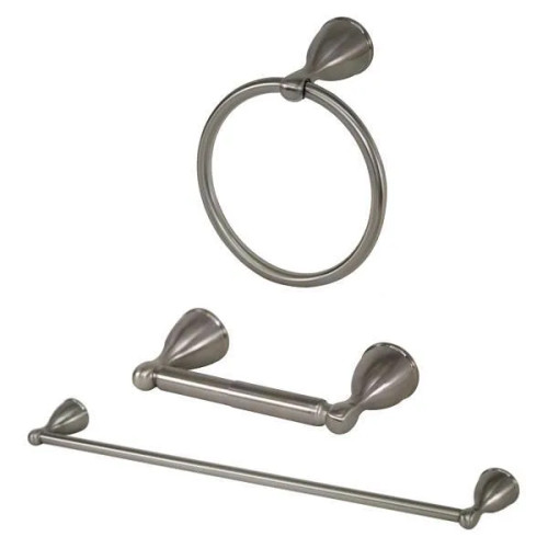 Seasons Anchor Point 24" Brushed Nickel Towel Bar, Tollet Paper Holder, Towel Ring 3 Piece Kit