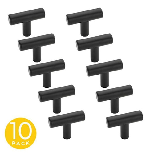 Seasons 1.5 In. T-Shape Matte Black Cabinet Knob, 10-Pack