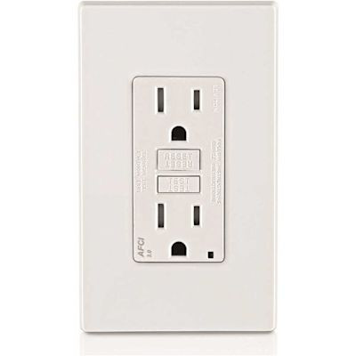 Leviton 15 Amp Tamper Resistant Afci Duplex Outlet, White