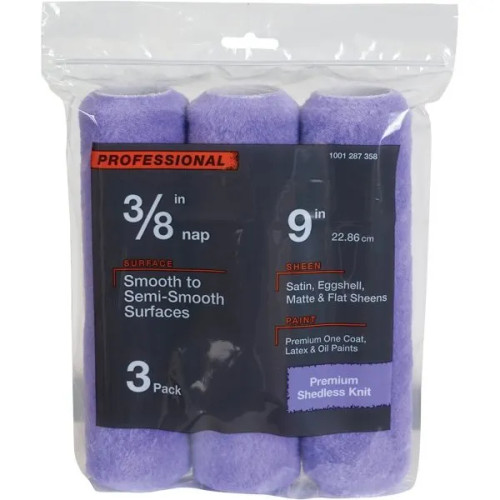 Linzer 9" X 3/8" High-Capacity Polyester Knit Paint Roller Cover Package Of 3