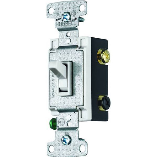 Hubbell 15 Amp 120-Volt 4-Way Self Grounding Toggle Switch, White