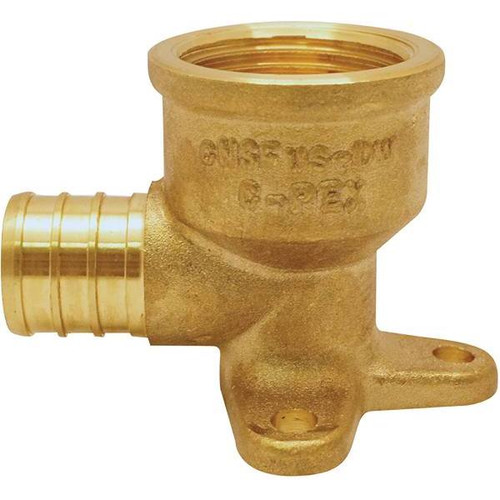 Apollo 1/2" Brass Pex-B Barb X 1/2" Fml Pipe Thrd Adptr 90-Deg Drop-Ear Elbow