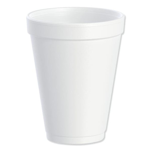 Dart Foam Drink Cups, 12 Oz, White, Case Of 1000
