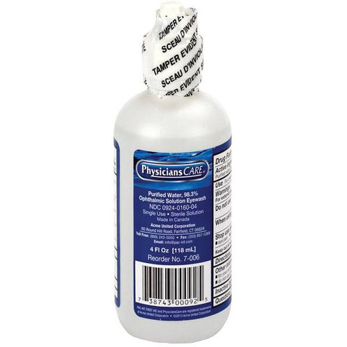 First Aid Only 4 Oz Eye Wash Bottle Refill Solution