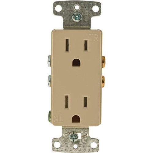 Hubbell 15 Amp Self-Grounding Tamper Proof Decorator Receptacle Ivory