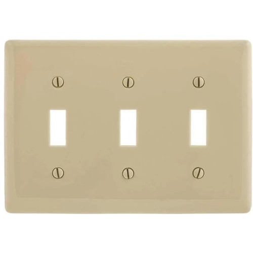 Hubbell 3-Gang Ivory Medium Size Toggle Wall Plate